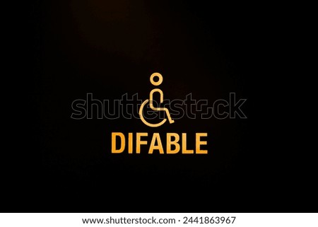 Handicapped wheelchair access logo sign.disable sign.difable sign