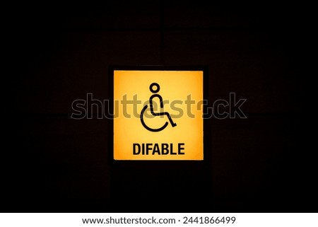 Handicapped wheelchair access logo sign.disable sign.difable sign