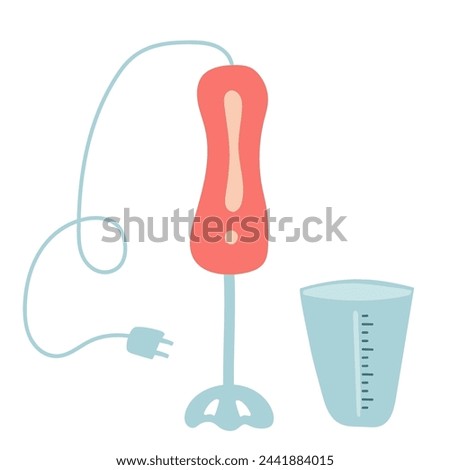 immersion blender. Small household kitchen electrical appliances. Clip art