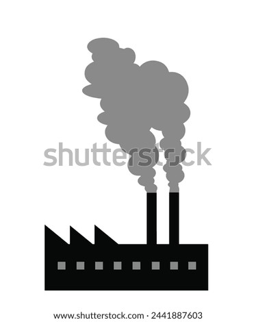 Smokestacks of a factory or power station pour toxic smoke pollution into the sky. Royalty-Free Stock Photo #2441887603