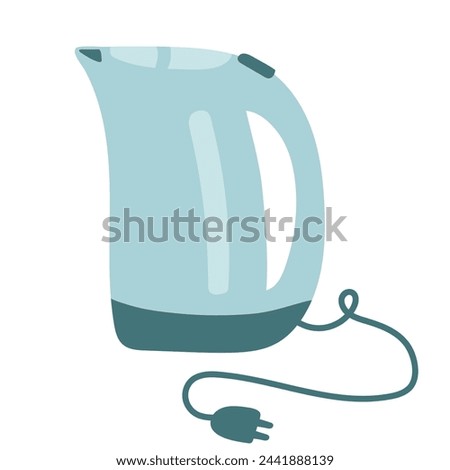 Electric kettle. Small household kitchen electrical appliances. Clip art