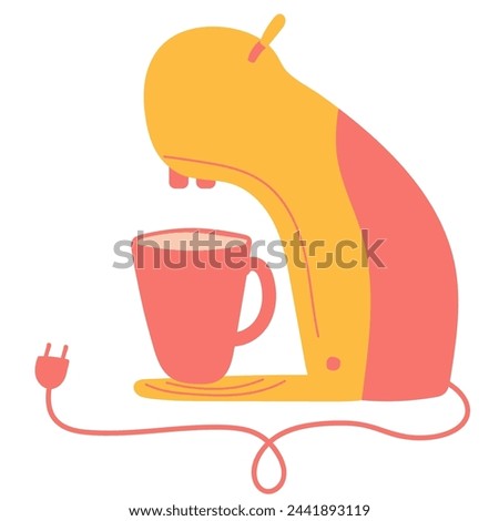 coffee maker, coffee machine. Small household kitchen electrical appliances. Clip art