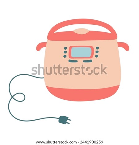 multicooker, rice cooker, electric saucepan. Small household kitchen electrical appliances. Clip art