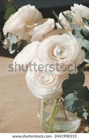 Minimalist White Vase with Eucalyptus and Flowers - Modern Home Decor