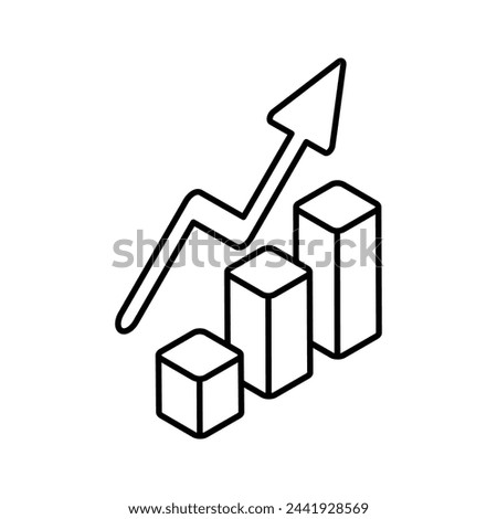Growth chart with arrow depicting vector design of business analysis