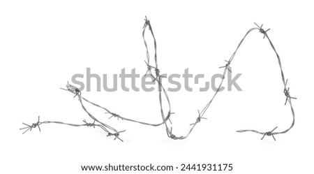 Shiny metal barbed wire isolated on white Royalty-Free Stock Photo #2441931175