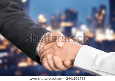 Two professional business people shaking hands