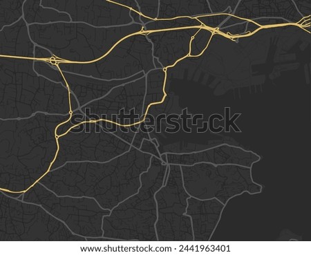 Vector city map of La Seyne-sur-Mer in the France with yellow roads isolated on a brown background. Royalty-Free Stock Photo #2441963401