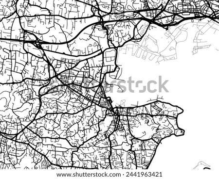 Vector city map of La Seyne-sur-Mer in the France with black roads isolated on a white background. Royalty-Free Stock Photo #2441963421
