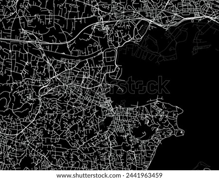 Vector city map of La Seyne-sur-Mer in the France with white roads isolated on a black background. Royalty-Free Stock Photo #2441963459