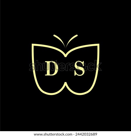 DS Initials Luxury Butterfly logo Vector illustration