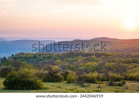 Sunset in Baydar valley in spring