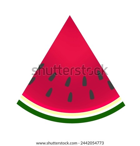 Watermelon slice vector icon.
Vector triangular piece of watermelon.
Watermelon icon on transparent background.
Summer, freshness, juice, fruit Royalty-Free Stock Photo #2442054773
