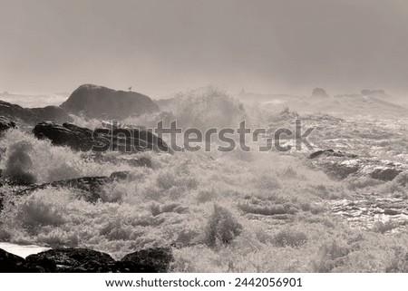 Stormy seascape. Northern portuguese rocky coast during winter.