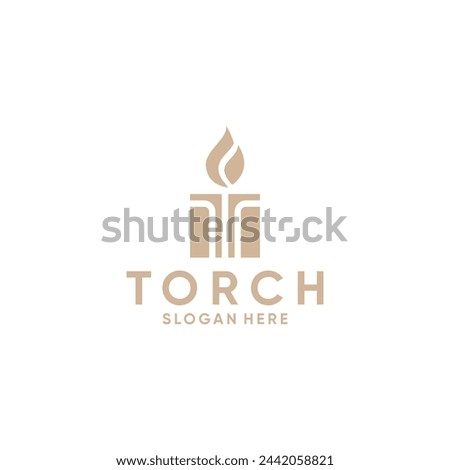torch with pillar gold fire logo concept designs.