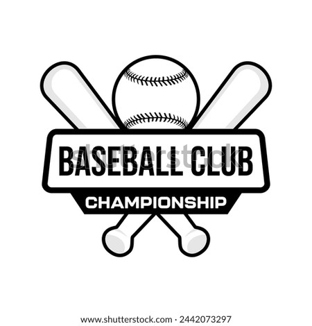 Baseball club championship logo illustration design black white