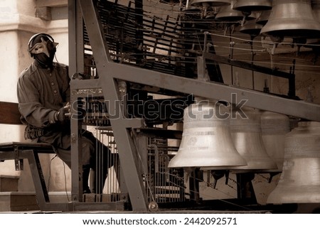 Sepia Carillon Bells Photo At Renaissance Faire Royalty-Free Stock Photo #2442092571