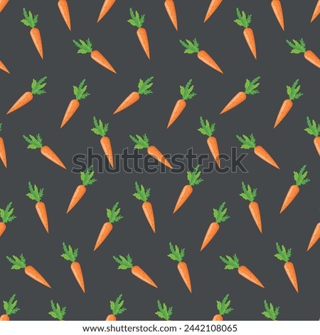 Seamless pattern with carrots on a dark gray background.