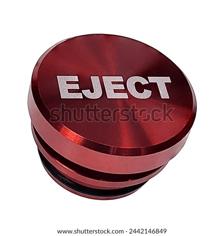 Red eject button side view used for ejecting something Royalty-Free Stock Photo #2442146849