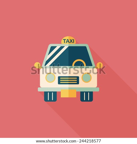Transportation taxi flat icon with long shadow,eps10