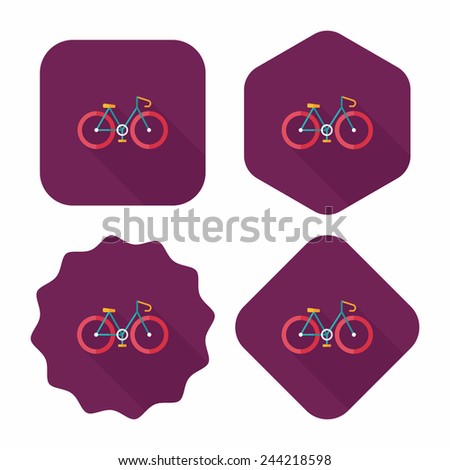 Bicycle flat icon with long shadow