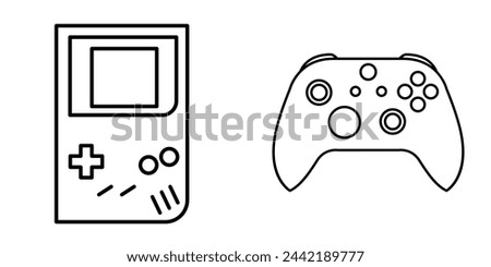 Set Handheld Gaming Console Game Boy Gameboy Controller Icon Simple Minimalist Vector EPS PNG Clip Art No Transparent Background