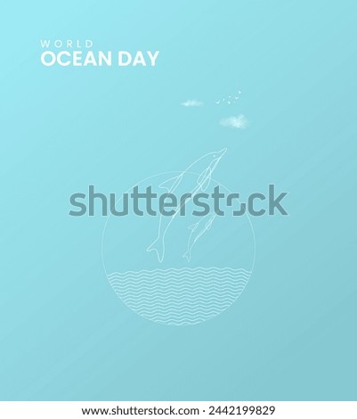 World Ocean day, Ocean animal, Ocean life, ocean day creative concept design for banner, poster 3D Illustration