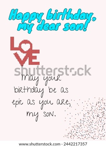 simple greeting card designed for son's birthday