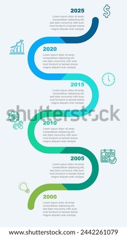 Vertical colorful infographic, diagram, timeline, schedule and milestone isolated on light background. Royalty-Free Stock Photo #2442261079