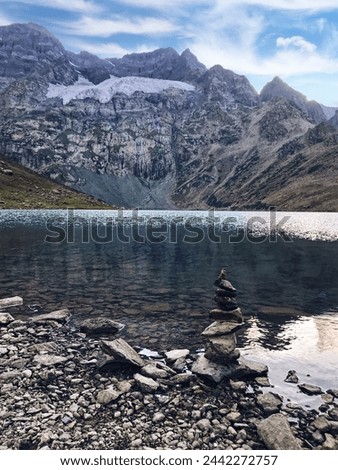 Mount harmukh, kashmir Great Lakes, roopkund trek, alphine snow mountains Royalty-Free Stock Photo #2442272757