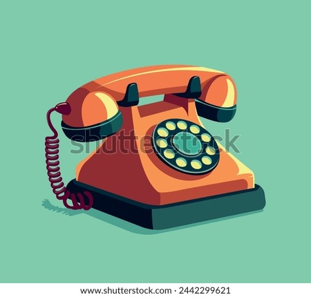 retro telephone vector illustration on solid background Royalty-Free Stock Photo #2442299621