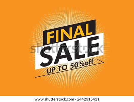 Final sale simple promotional banner template design. Logo, arrows and concentrated lines. 