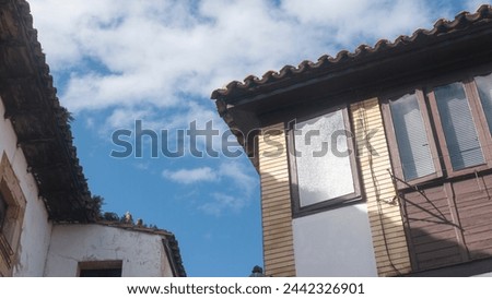 Windows in rustic village house