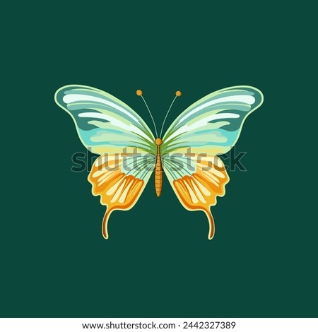 Collection of elegant beautiful tropical butterflies isolated on background. Cute flying butterfly insects  for decorative design elements.Vector illustration