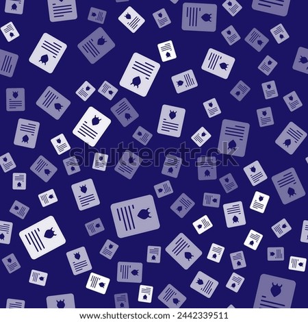 White The arrest warrant icon isolated seamless pattern on blue background. Warrant, police report, subpoena. Justice concept.  Vector Royalty-Free Stock Photo #2442339511