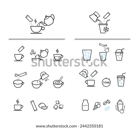 Set of methods of brewing tea and coffee. Preparation instructions. Vector elements for infographics. Set of sign for detailed guideline. Ready for your design. EPS10. Royalty-Free Stock Photo #2442350181
