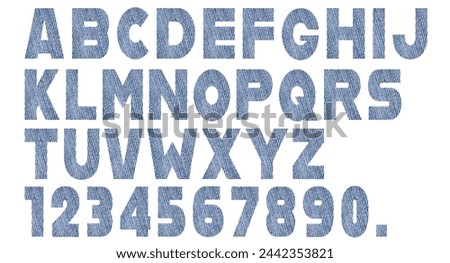 jeans letterhead typeset picture words overlay alphabets and letters in uppercase capital form