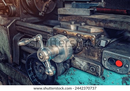 Part of the clamp machine. Fixing  metal workpiece using clamping equipment. Royalty-Free Stock Photo #2442370737