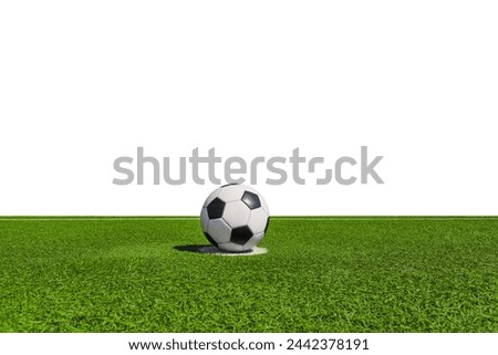  Soccer ball in stadium isolated in free white mockup background.