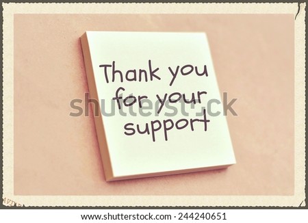 Text thank you for your support on the short note texture background