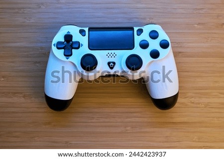 Gamepad on the table. Gamer and Game concept. Gaming background with copy space