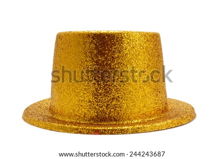 a golden top hat on a white background