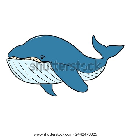 blue whale illustration isolated vector	