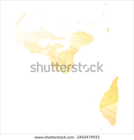 High detailed vector map. Tonga. Watercolor style. Pale yellow color.