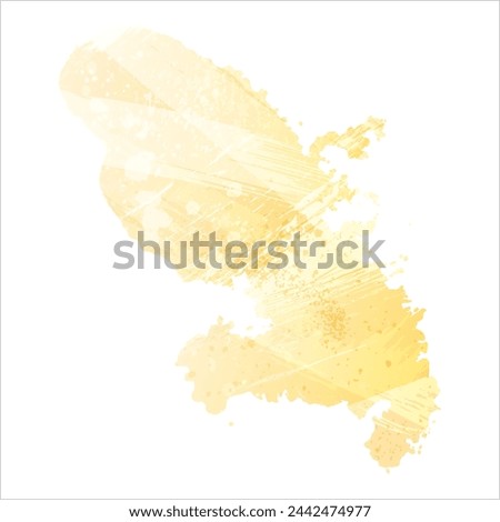 High detailed vector map. Martinique. Watercolor style. Pale yellow color.