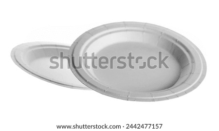 Set cardboard disposable plate, isolated on white, eco friendly, clipping path	