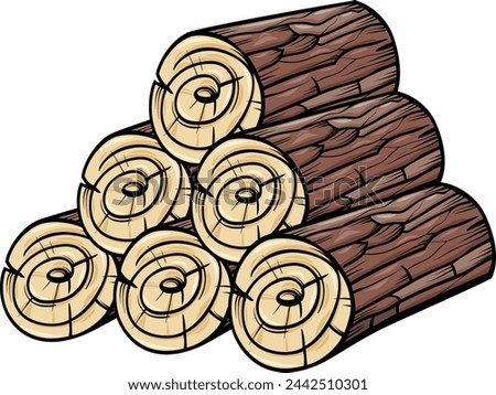 Cartoon illustration of pile of wooden logs or stumps clip art