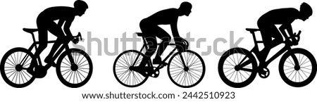 man riding a bicycle silhouette, on a white background vector Royalty-Free Stock Photo #2442510923