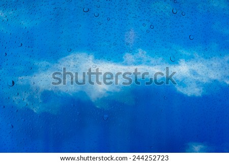 drop water on glass, sky cloud background