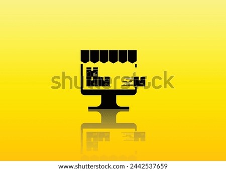 Illustration of inventory in an online shop, silhouette of a dropship icon, goods ready to be sent, perfect for use in online shop applications, marketplaces, businesses, suppliers, and etc